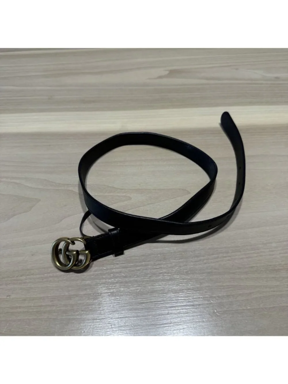Gucci Marmont Thin Belt 409417 AP 00T Black Leather Size 65